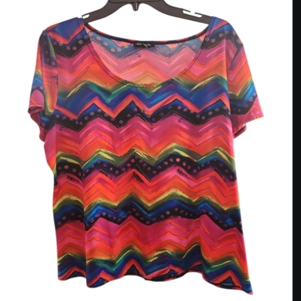 Notations Colorful Zigzag Women's Top Size Xl